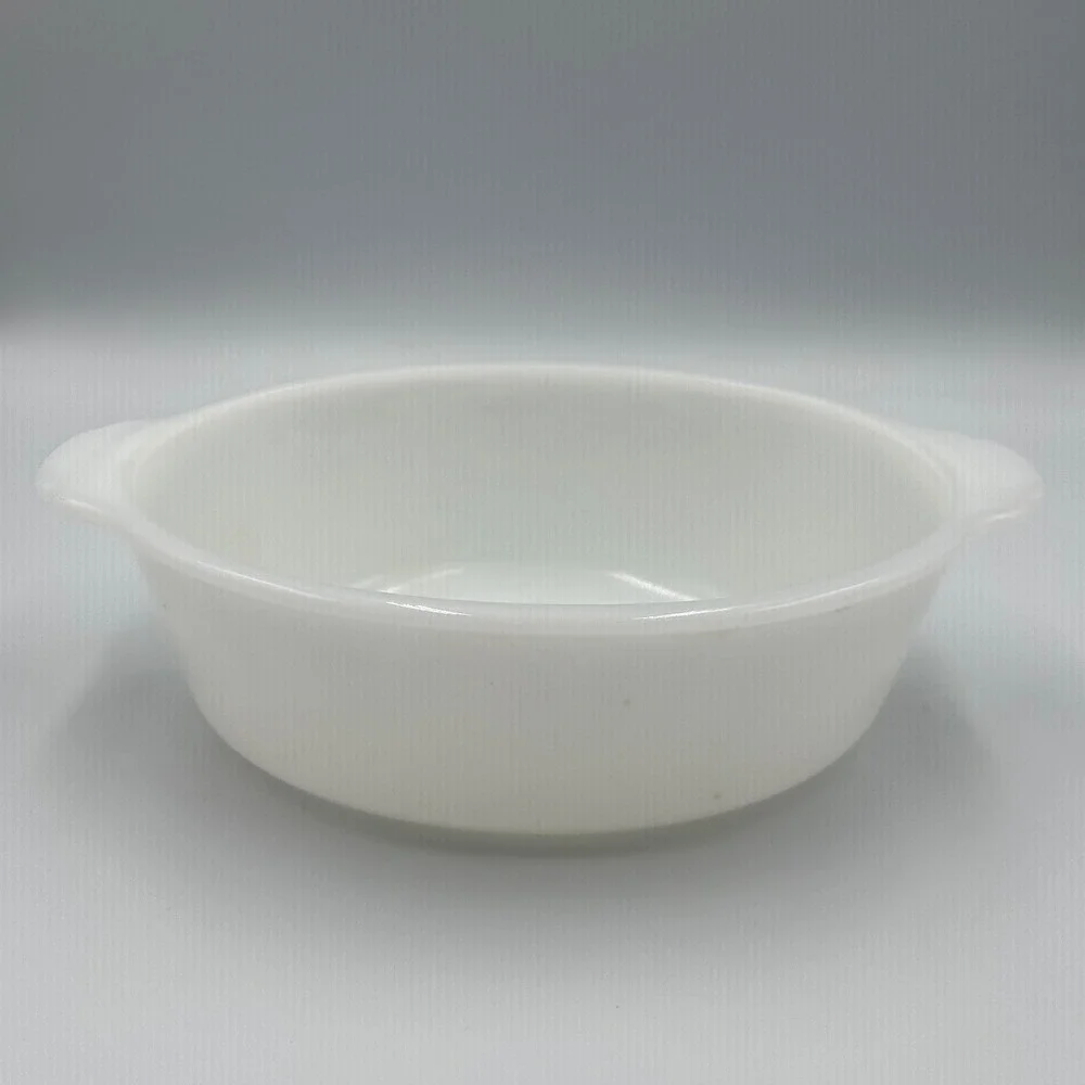 Vintage Fire King White Milk Glass Oval Casserole Dish with Tab Handles 10.5in